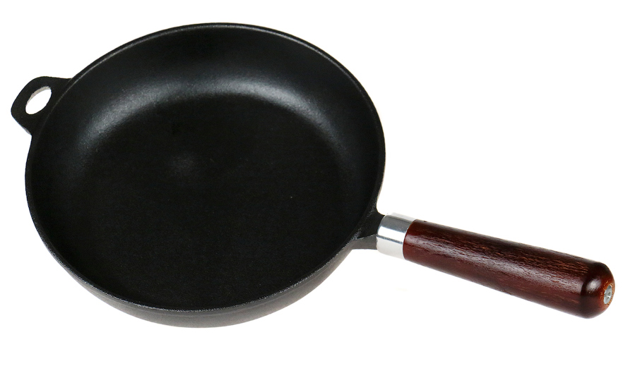 Сковорода чугунная 220/50 с деревянной ручкой Luxstahl [НЕR22