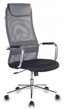 Кресло руководителя Бюрократ KB-9N/темно-серый TW-12 сетка/ткань с подголов,крестовина металл хром