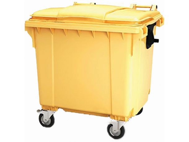 Мусорный контейнер 1100 л. с крышкой (1377*1077*1369) желтый